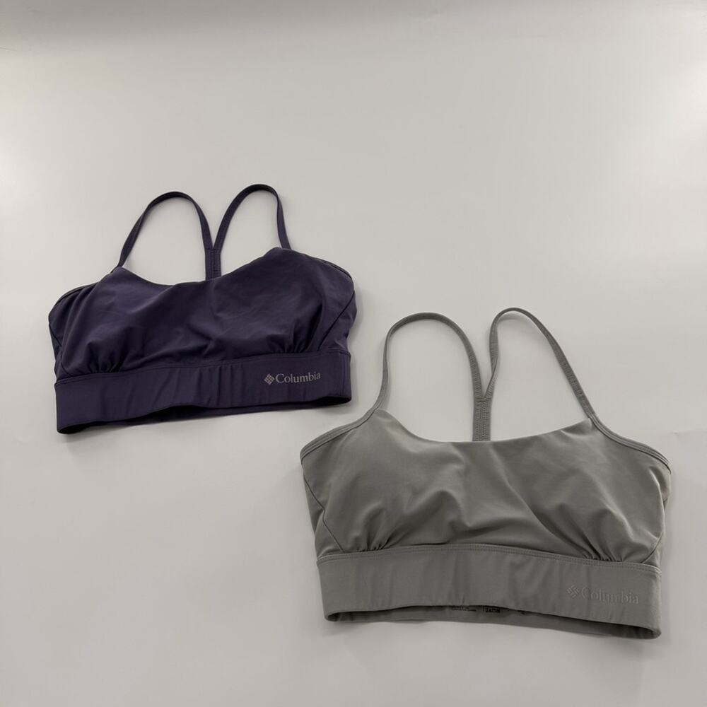 Columbia Low Impact Sports Bras 2pc Small Grey and Purple Women’s Lightly Lined